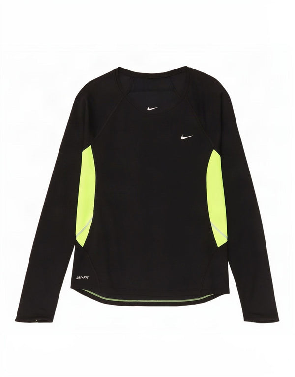 Damska koszulka Nike Dri Fit z długim rękawem, UK 14, średnia czerń, blok kolorów