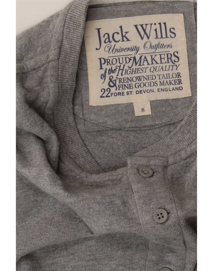 Jack Wills Męski top z długim rękawem, mały, szary, nakrapiany, bawełniany