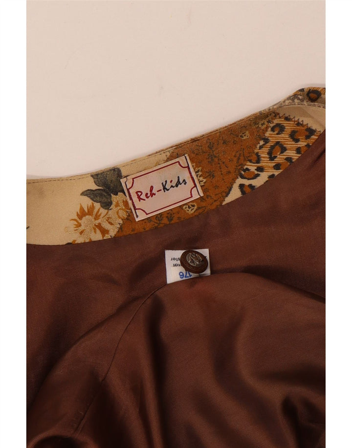 Kamizelka dziewczęca w stylu vintage 15-16 lat, brązowa, patchworkowa, trójoctanowa