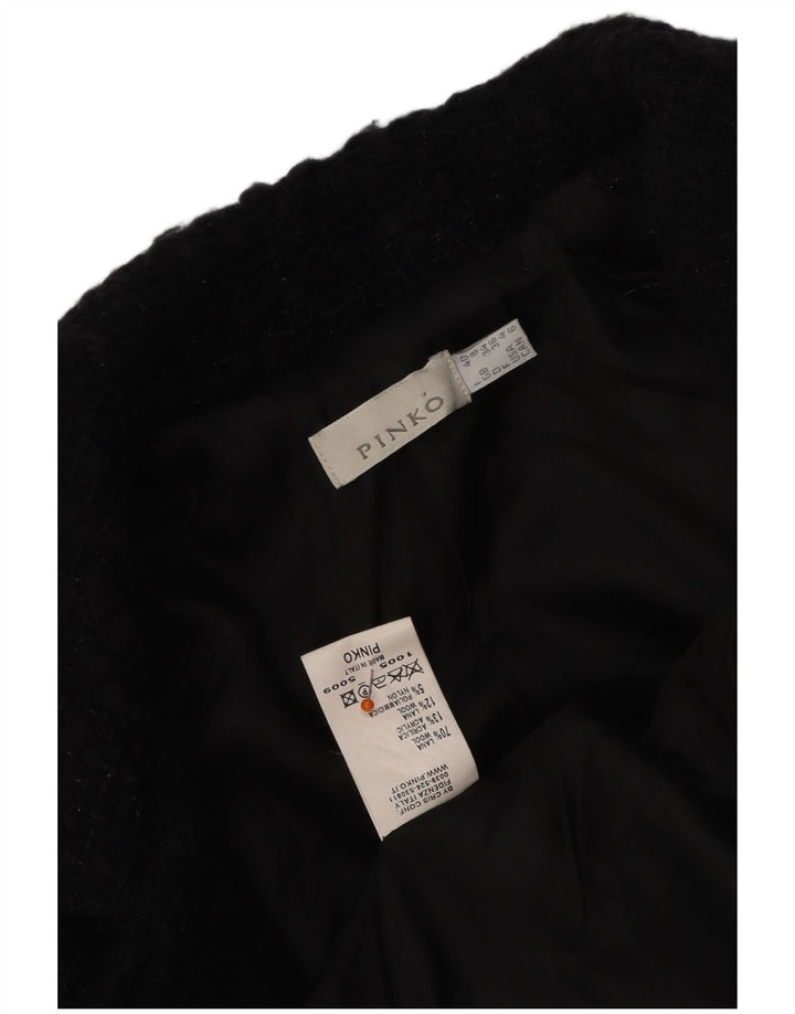 PINKO Damska krótka marynarka UK 8 Mała czarna wełna