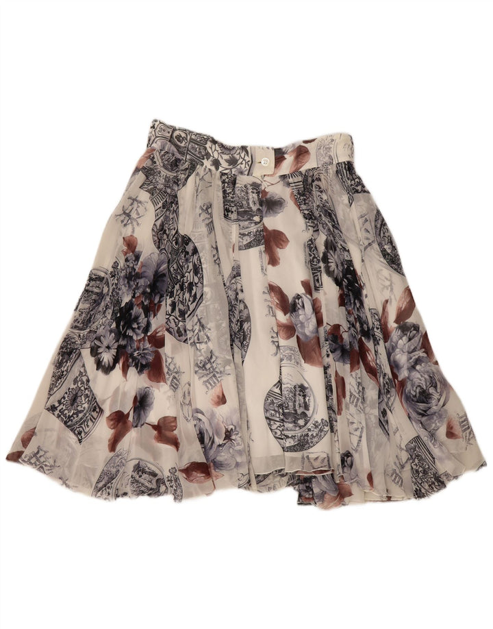 Sportmax Damska spódnica Mini Flared z abstrakcyjnym wzorem UK 14 Medium W28 White