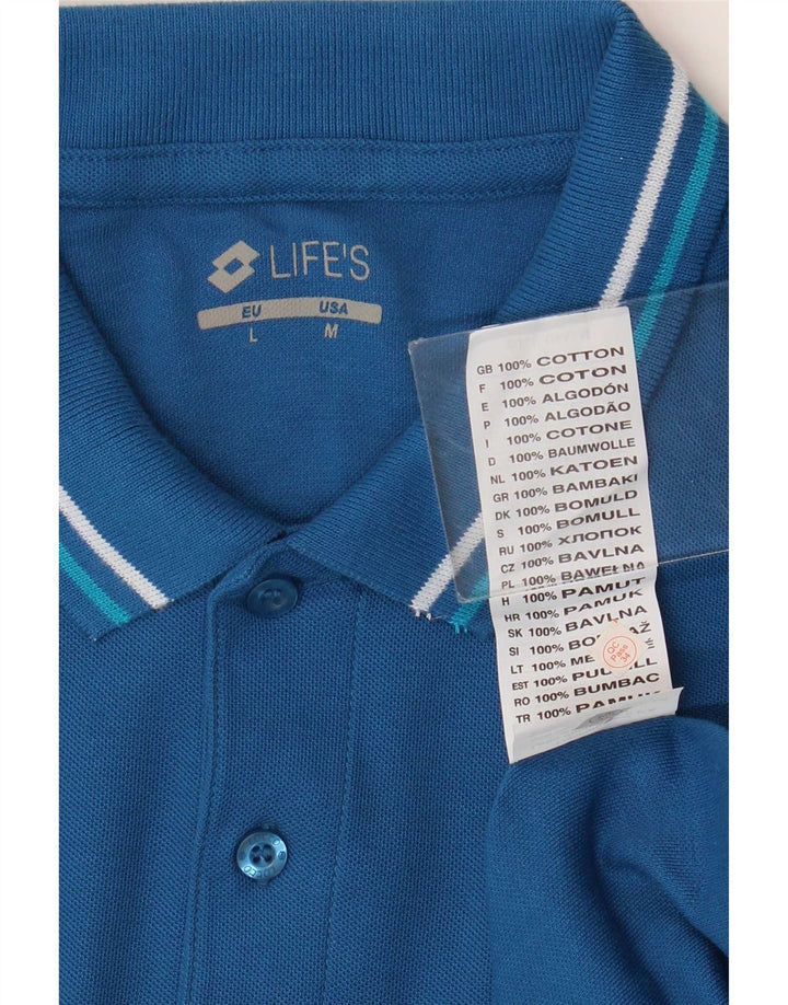 Męska koszulka polo Lotto Life, bawełniana w średnie niebieskie paski