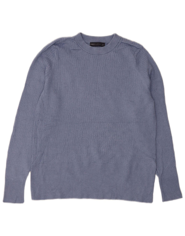 Marks & Spencer Damski sweter z okrągłym dekoltem, UK 18 XL, niebieska wiskoza