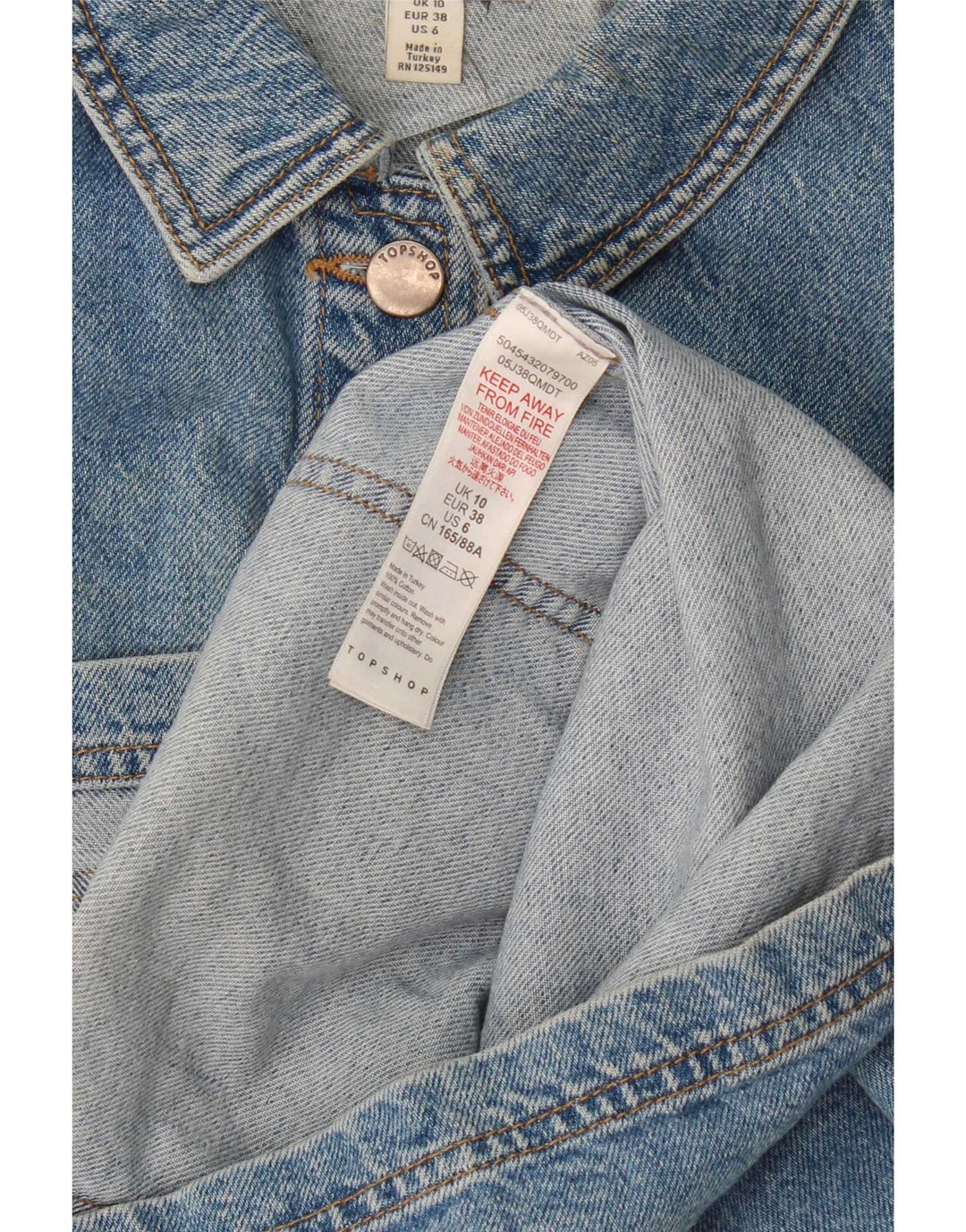 Damska kurtka jeansowa oversize Topshop UK 10, mała, niebieska, bawełniana