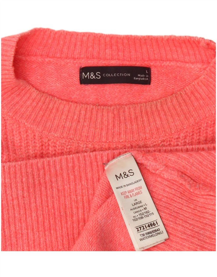 Marks & Spencer Damski sweter oversize z okrągłym dekoltem, UK 16, duży różowy