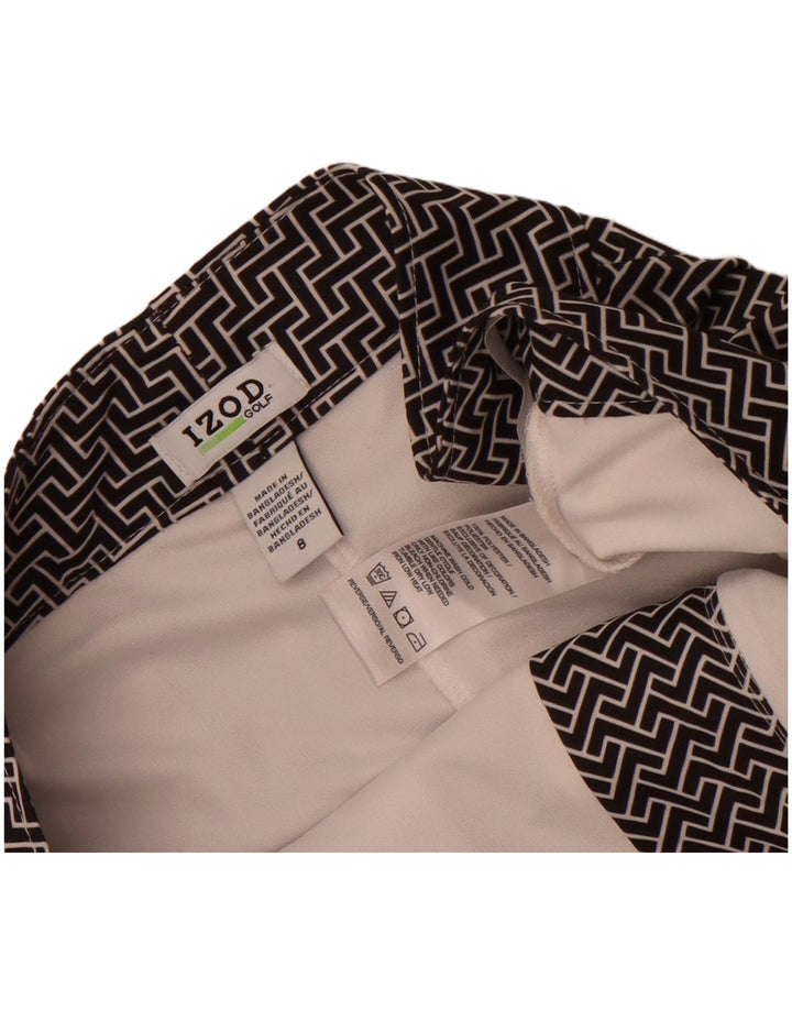 Damska mini spódniczka golfowa Izod US 8 Medium W32 Czarny geometryczny poliester