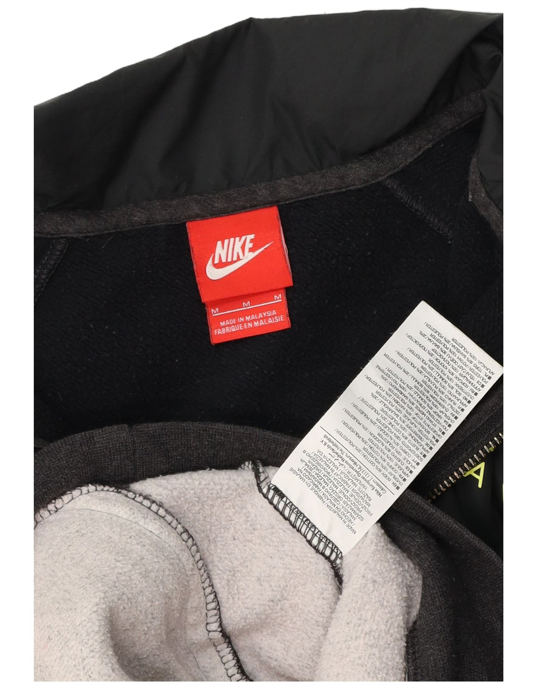Męski sweter z kapturem i zamkiem Nike, bawełniany, średnioszary, z blokami kolorów