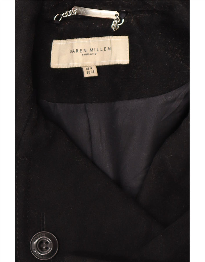 KAREN MILLEN Damski trencz UK 8 Small, czarna wełna
