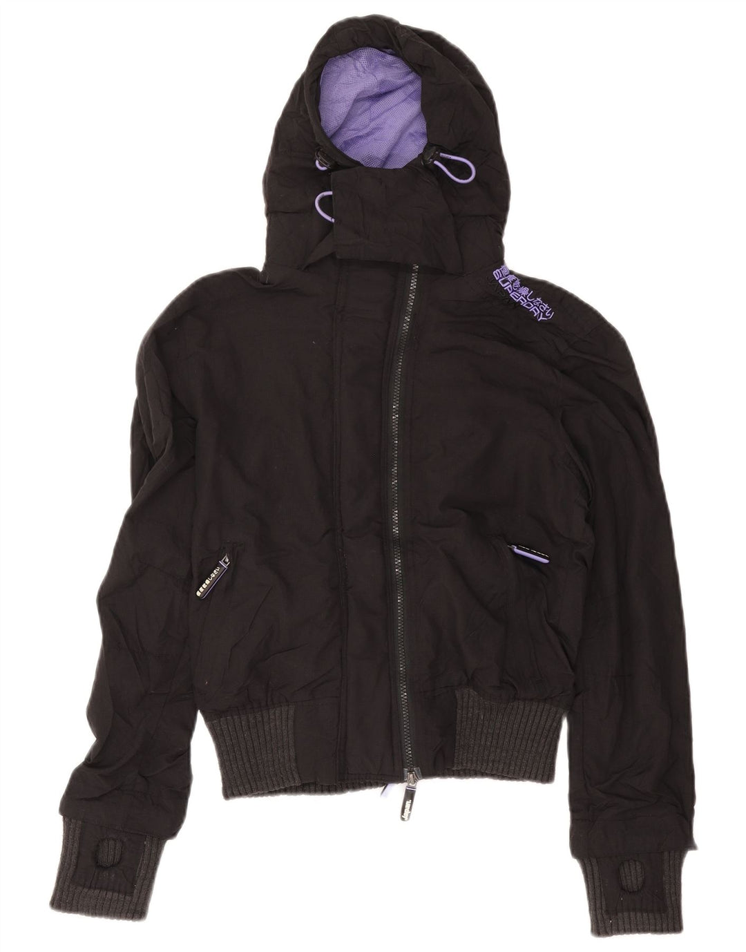 Damska kurtka wiatrówka z kapturem Superdry The Windbomber UK 12, średnia szarość