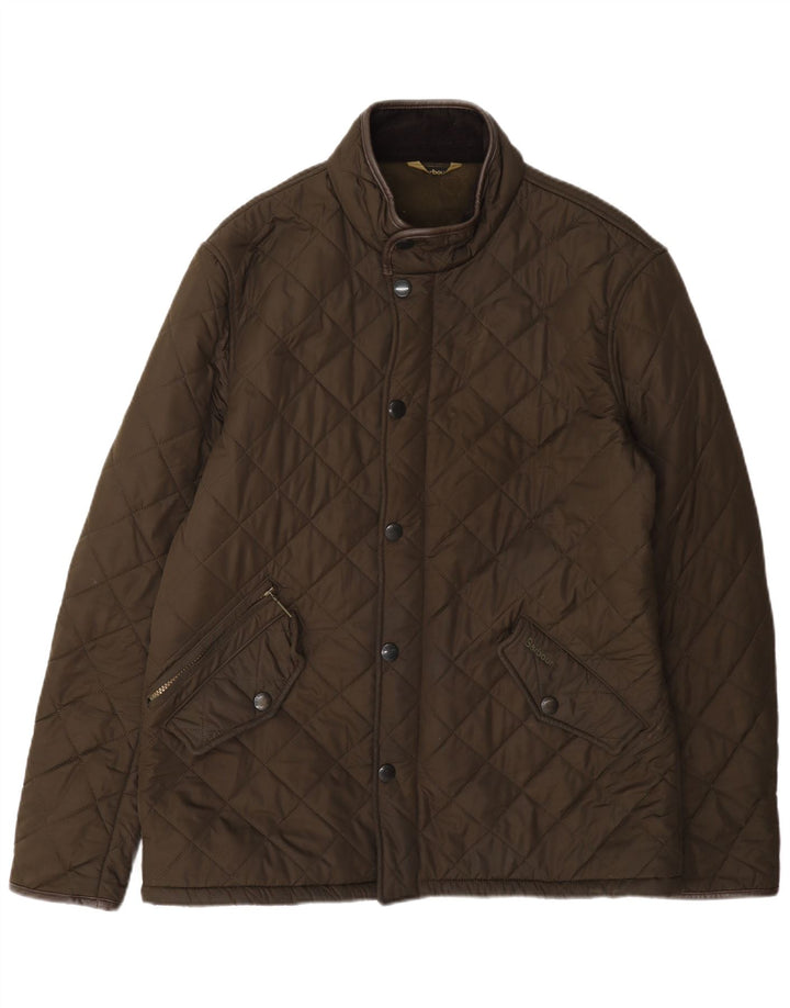 Męska pikowana kurtka Barbour UK 40, duża, khaki, poliester
