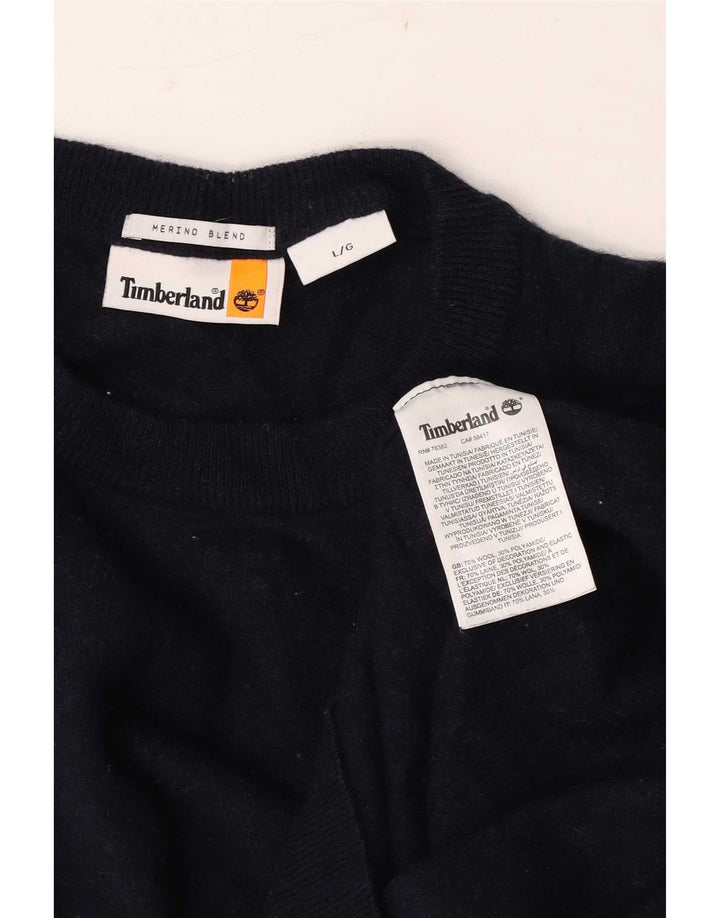 Męski sweter Timberland z okrągłym dekoltem, duży, granatowy, wełniany