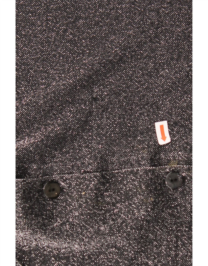 Damska bluzka koszulowa oversize VINTAGE UK 16, duża, czarna, nakrapiana, poliester