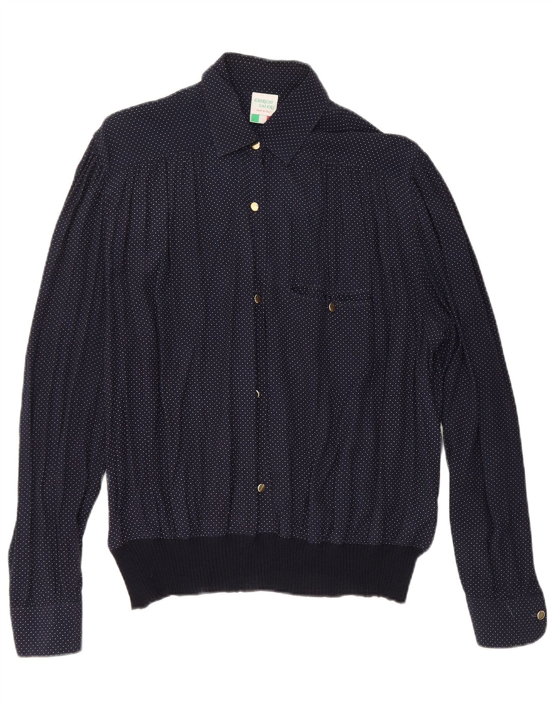 Bluzka damska VINTAGE UK 16 duża wiskoza w granatowe cętki