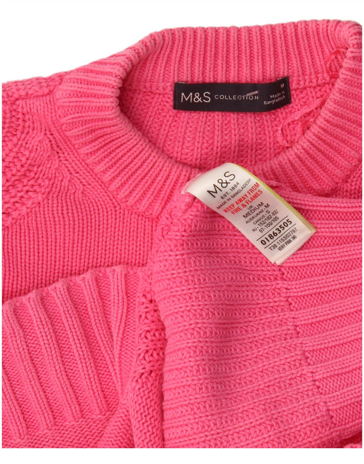 Marks & Spencer Damski sweter oversize z okrągłym dekoltem, UK 14, średni róż