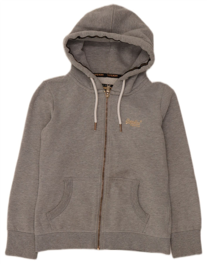 Damski sweter z kapturem i zamkiem Superdry UK 12, średnioszary, bawełniany
