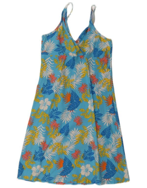 Vintage damska sukienka na ramiączkach UK 20 2XL Niebieska bawełna w kwiaty