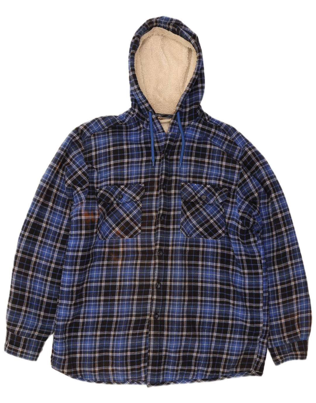 Męska koszula flanelowa z kapturem KINGCRAFT IT 52/54 w dużą niebieską kratkę