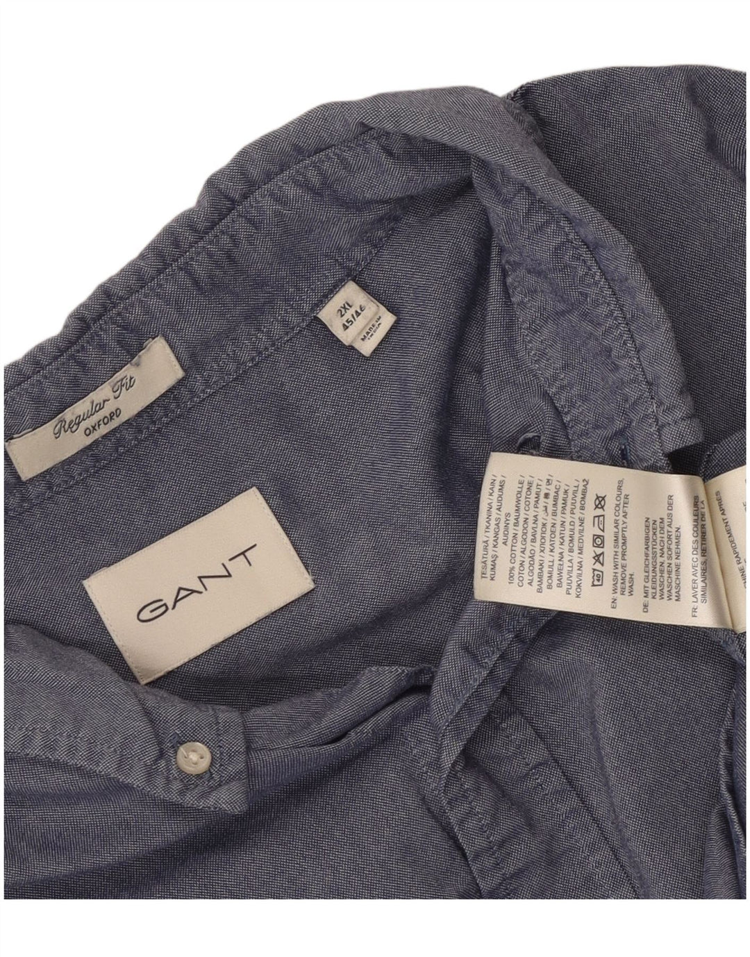 Koszula męska Gant o regularnym kroju, rozmiar 45/46, 2XL, niebieska bawełna
