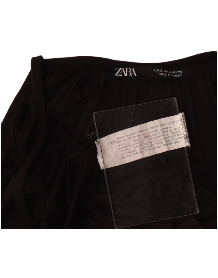 ZARA Womens Cami Top UK 10 Small Black Polyester