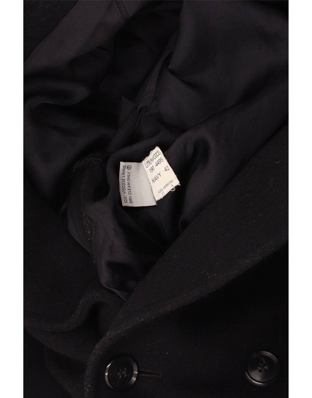 VINTAGE Męski dwurzędowy płaszcz UK 42 XL Granatowa wełna