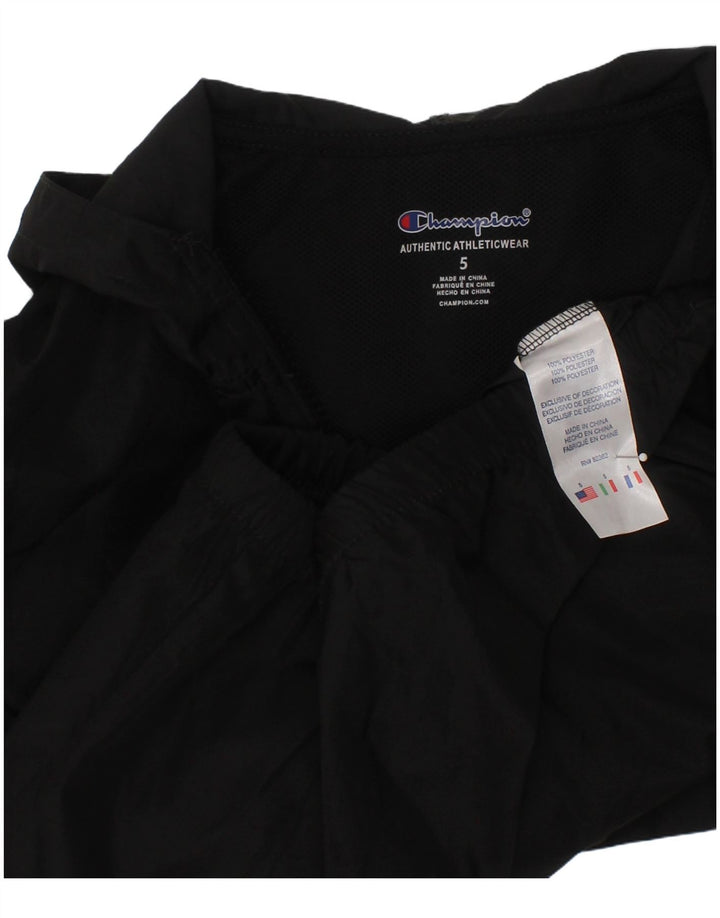 CHAMPION Boys Hooded Graphic Anorak Jacket 4-5 Years Black Polyester