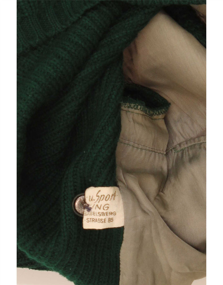 Vintage męski skórzany sweter rozpinany EU 50 średni zielony