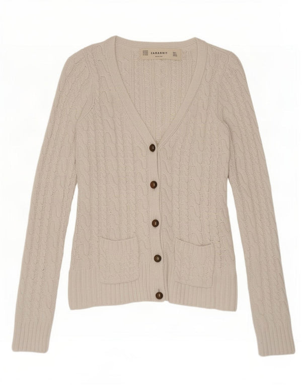 Sweter damski Zara Crop Cardigan UK 10 Small, biały, bawełniany