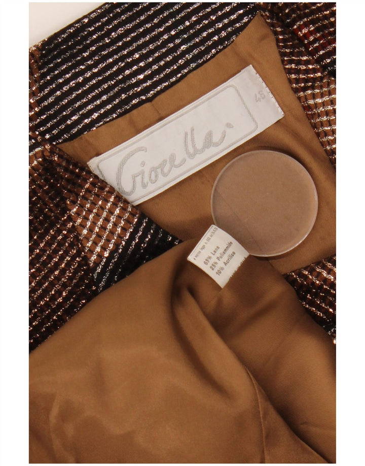 Damska marynarka zapinana na 1 guzik w stylu VINTAGE IT 46, duża, wielokolorowa, geometryczna