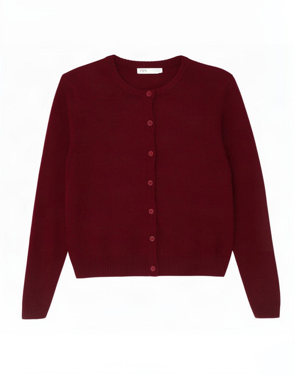 Sweter damski Zara Cardigan UK 18 XL Burgundowa wełna