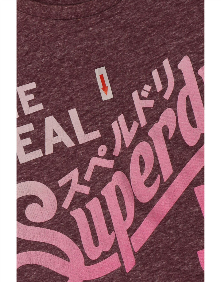 Damski T-shirt z grafiką Superdry Top UK 10, mały, fioletowy, poliester
