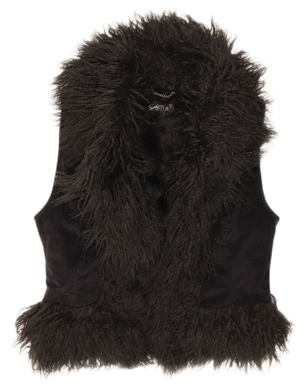 Damska kamizelka sztruksowa Superdry Sherpa UK 10, mała, czarna, bawełniana
