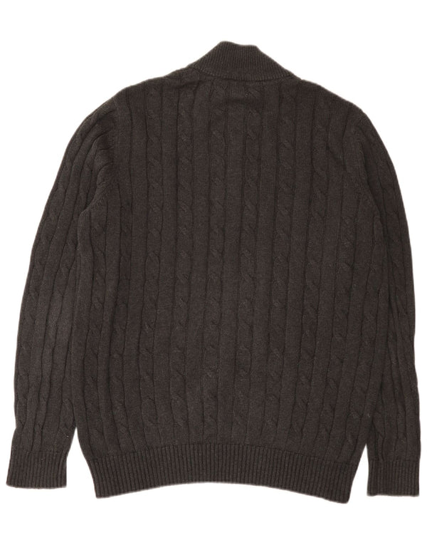 Męski sweter J. Crew z zamkiem błyskawicznym, duży, szary, bawełniany
