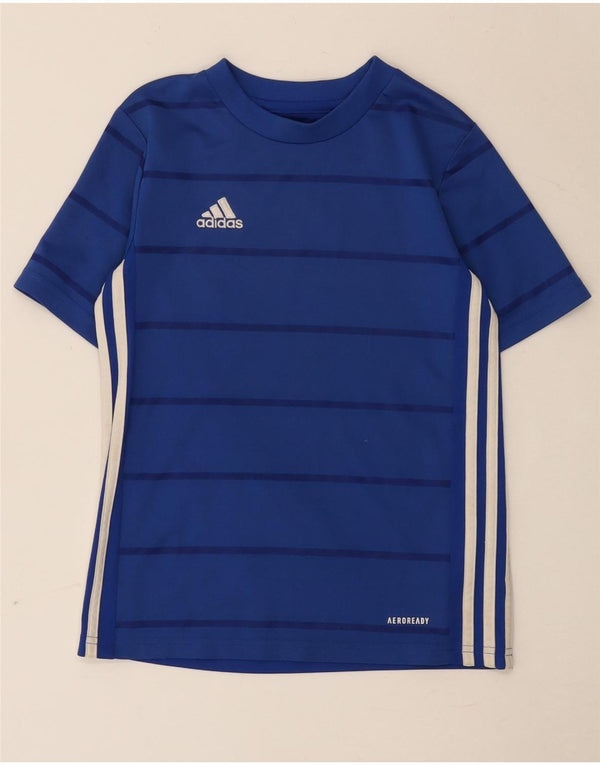 Chłopięca koszulka Adidas Aeroready Top 9-10 lat z poliestru w niebieskie paski