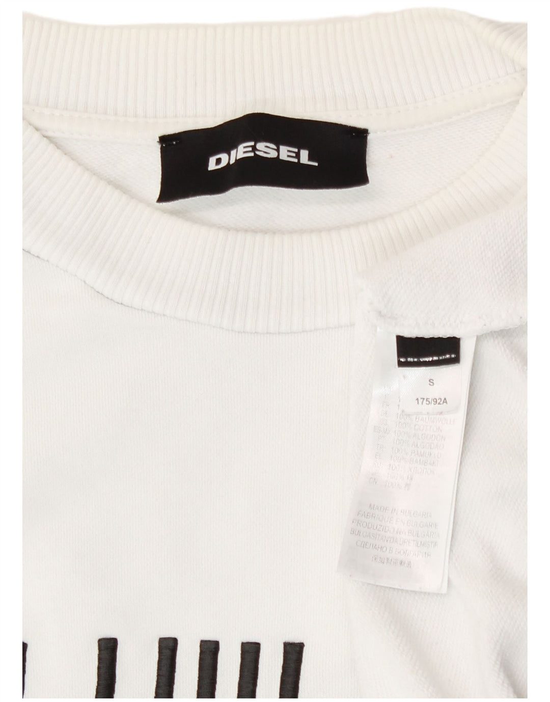 Męska bluza z grafiką Diesel, mała, biała, bawełniana