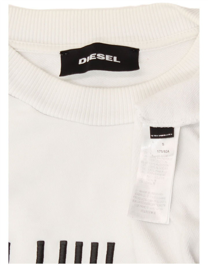 Męska bluza z grafiką Diesel, mała, biała, bawełniana