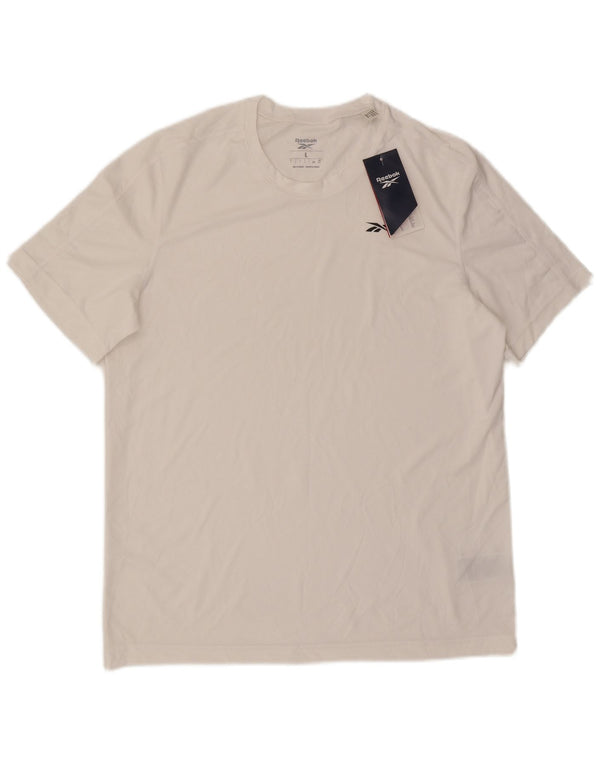 Reebok Mens T-Shirt Top Large White Polyester