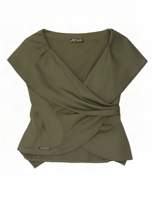 Des Filles a la Vanille Womens Oversized Wrap Cardigan Top US 3 XS Green