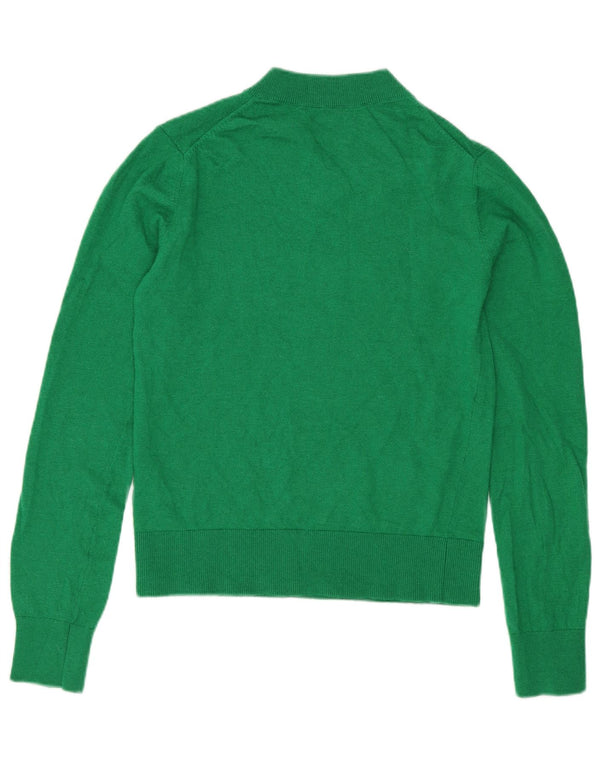 Sweter damski Massimo Dutti z dekoltem w kształcie litery V, UK 6 XS, zielona wełna