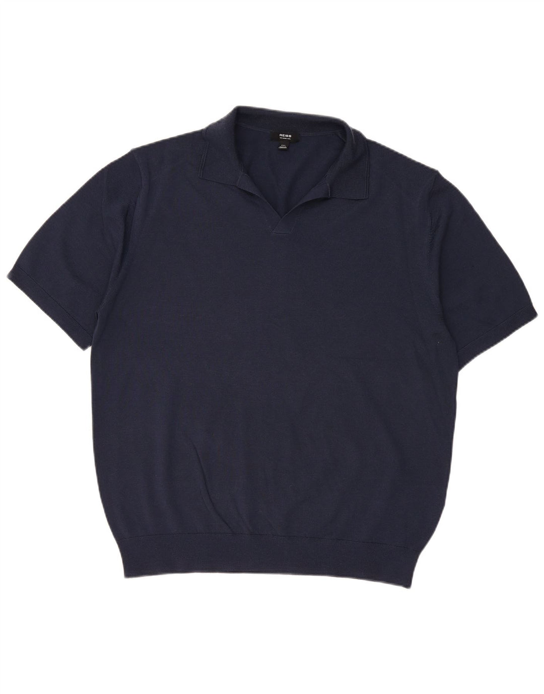 Męski sweter polo z krótkim rękawem REISS, 2XL, granatowo-wełniany