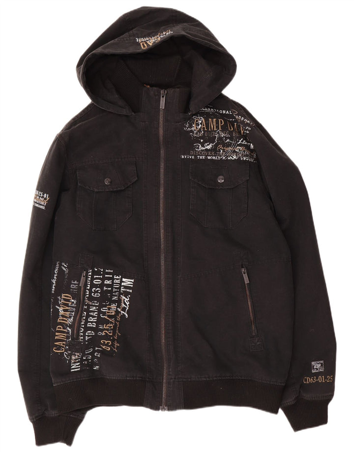Męska kurtka bomber Camp David Graphic UK 42 XL, czarna bawełna