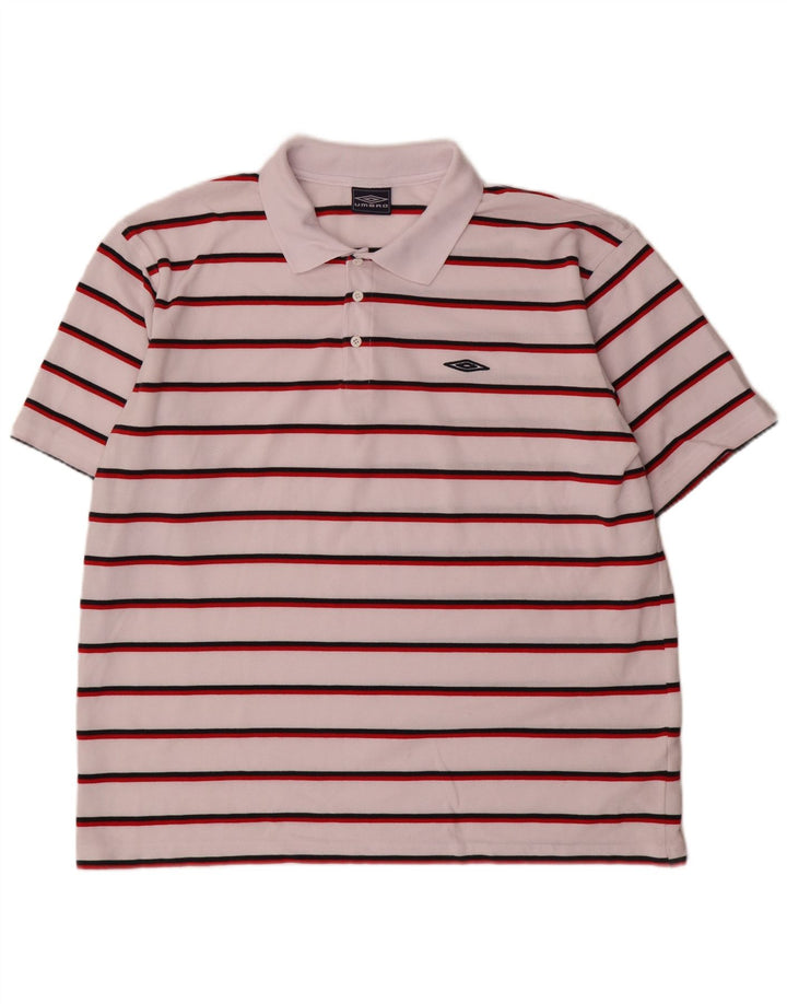 Męska koszulka polo Umbro 2XL z poliestru w białe paski