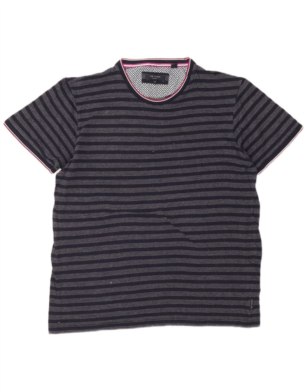 Ted Baker Męski T-shirt, rozmiar 3, średni, granatowy, bawełniany w paski