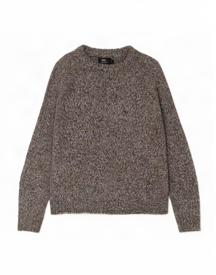 Męski sweter Zara z dekoltem w łódkę, duży, szary, nakrapiany