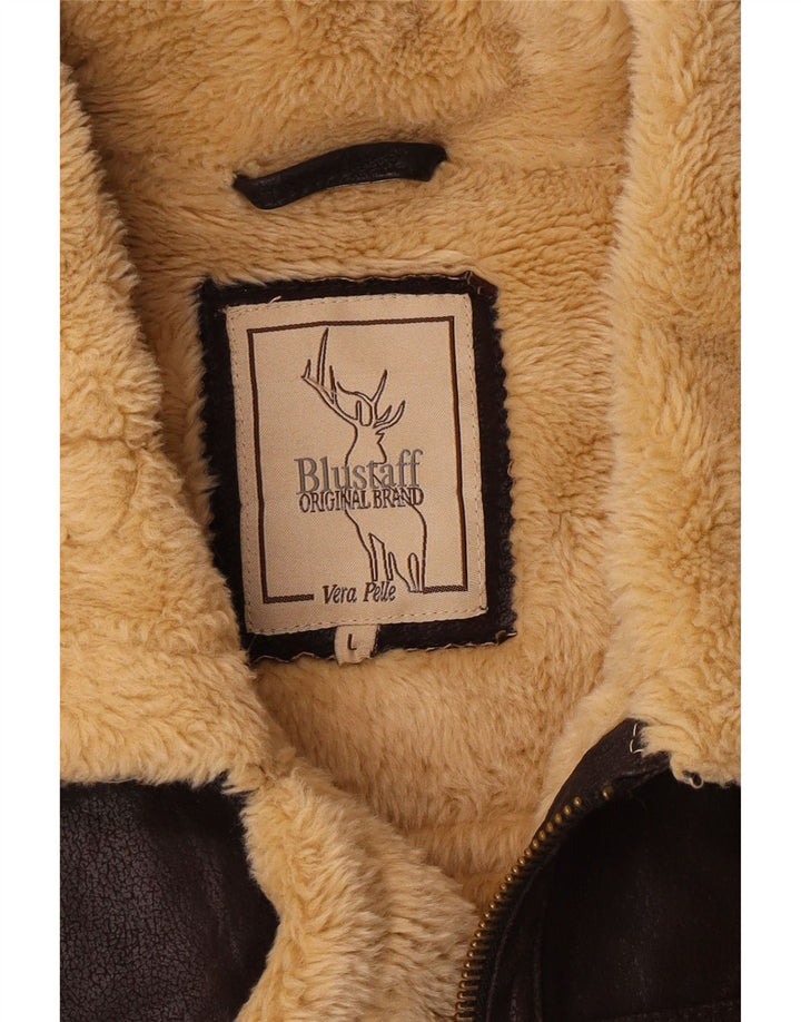 BLUSTAFF Damska kurtka shearling UK 16, duża brązowa skóra