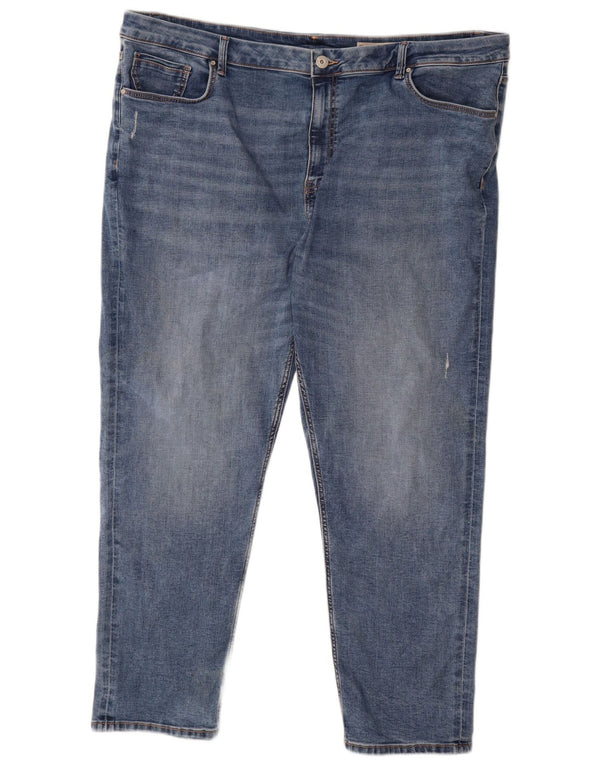 Marks & Spencer Damskie Sienna Straight Jeans UK 24 3XL W44 L27 Niebieskie Bawełniane