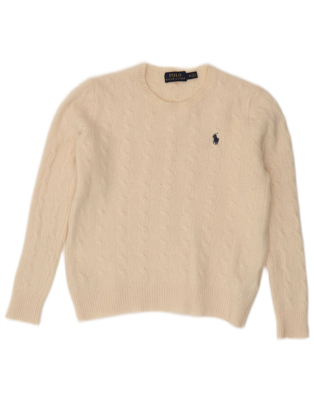 Sweter damski Polo Ralph Lauren z okrągłym dekoltem UK 12, średni złamanej bieli