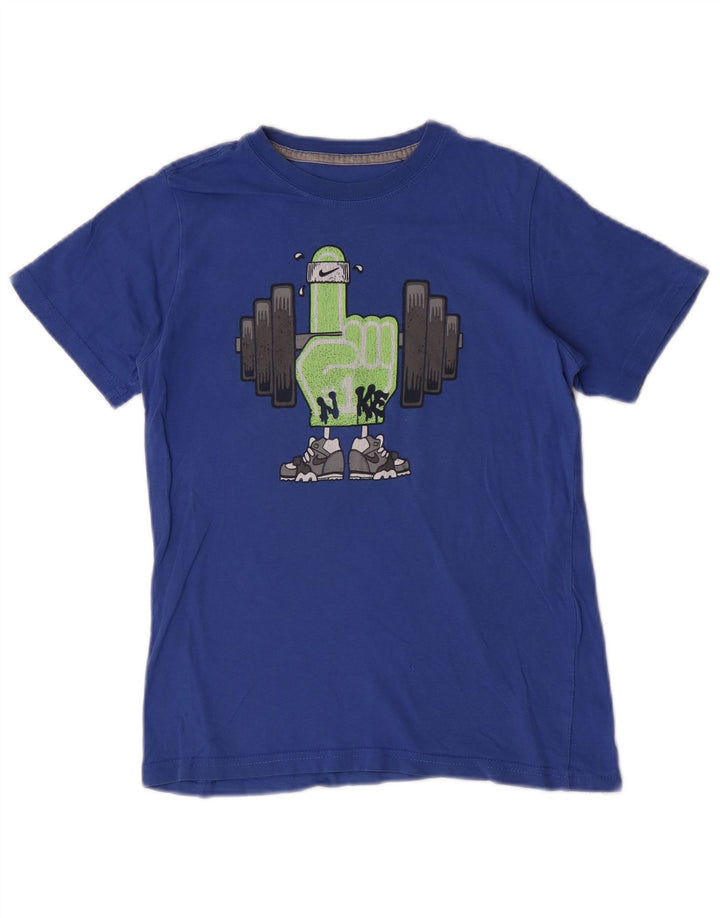 Chłopięcy T-shirt z grafiką Nike 10-11 lat, średni niebieski