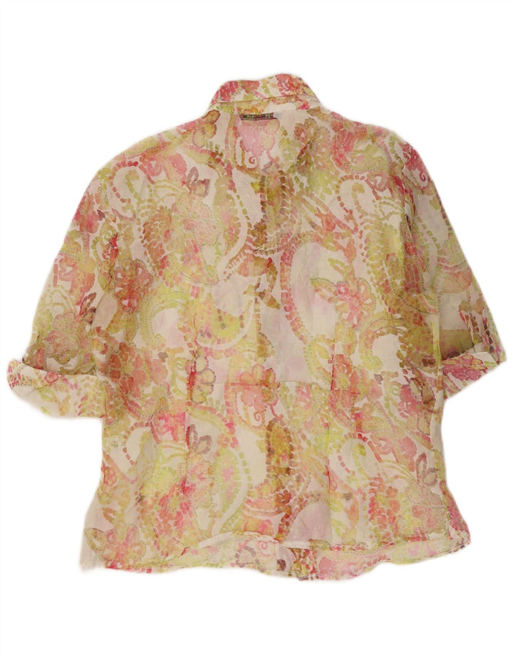 VINTAGE Womens Short Sleeve Shirt Blouse IT 42 Medium Multicoloured Floral