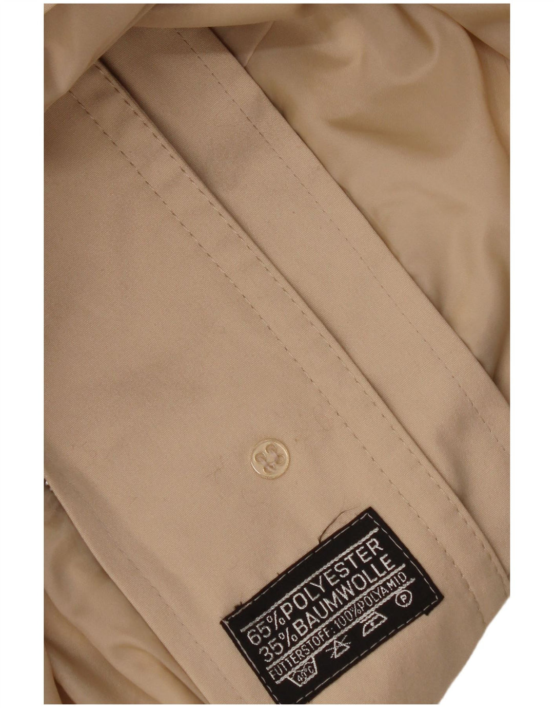 Vintage damski płaszcz z kapturem UK 16, duży beżowy poliester