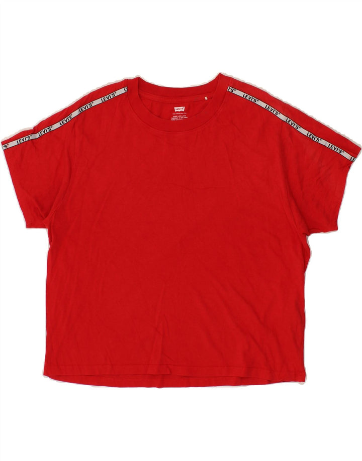 LEVI'S Womens Oversized Crop T-Shirt Top UK 10 Small Red Cotton Vintage Levi's and Second-Hand Levi's from Messina Hembry 